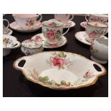 Collection of Vintage English Bone China Tea Set with Floral Designs