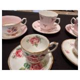 Collection of Vintage English Bone China Tea Set with Floral Designs