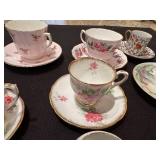 Collection of Vintage English Bone China Tea Set with Floral Designs
