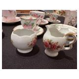 Collection of Vintage English Bone China Tea Set with Floral Designs