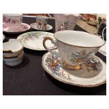 Collection of Vintage English Bone China Tea Set with Floral Designs