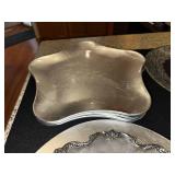 Collection of Wallace Silver Plated Holiday Themed Plates and Candle Holders