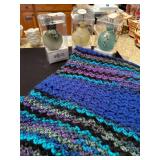Hand-Knit Multicolored Blanket and 3 San Miguel Fragrance Ornaments