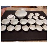 Floral Design White Porcelain Dining Set with 24 Pieces