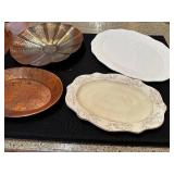 Collection of 4 Home Decor Plates and Bowls - Porcelain and Hammered Metal