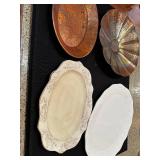 Collection of 4 Home Decor Plates and Bowls - Porcelain and Hammered Metal