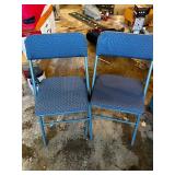 Pair of Blue Padded Folding Chairs