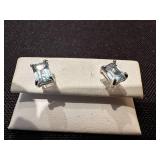 Pair of 925 Sterling Silver Blue Gemstone Earrings