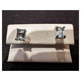 Pair of 925 Sterling Silver Blue Gemstone Earrings