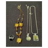 Jewelry Set with Pendant Necklaces and Cocktail Ring