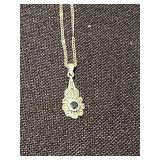 Vintage Sterling Silver Necklace with Floral Pendant