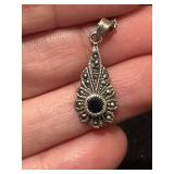 Vintage Sterling Silver Necklace with Floral Pendant