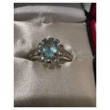 Elegant Silver Ring and sterling Silver Earrings with Blue Gemstones