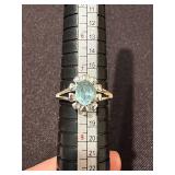 Elegant Silver Ring and sterling Silver Earrings with Blue Gemstones