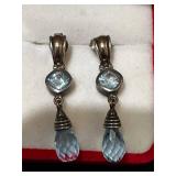 Elegant Silver Ring and sterling Silver Earrings with Blue Gemstones