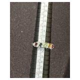 Multicolor Gemstone and Diamond Accented Sterling Silver Ring