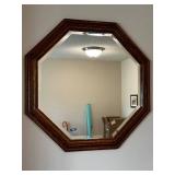 Vintage Octagon Wooden-Framed Wall Mirror