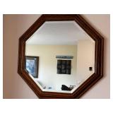 Vintage Octagon Wooden-Framed Wall Mirror