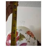 Antique Floral Glass Globe Lamp with Bronze Base