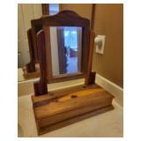 Vintage Wooden Vanity Mirror with Storage Compartment
