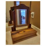 Vintage Wooden Vanity Mirror with Storage Compartment
