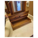 Vintage Wooden Vanity Mirror with Storage Compartment