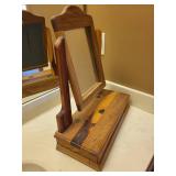 Vintage Wooden Vanity Mirror with Storage Compartment