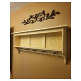 Wooden Wall-Mounted Shelf with Ornamental Hooks