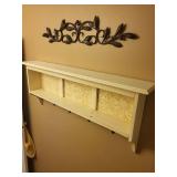 Wooden Wall-Mounted Shelf with Ornamental Hooks