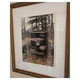 Framed Vintage Car Art Prints - Set of 2