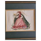 Framed Needlepoint Artwork Collection Featuring Religious and Medieval Themes