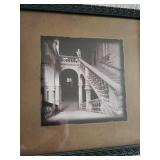 Set of 3 Framed Artworks: Vintage Teacups, Inspirational Text, and Black-and-White Staircase
