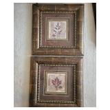 Pair of Botanical Framed Artworks with Antique-Style Frames