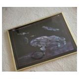 Framed Star Wars Poster and Blue Heron Canvas Art