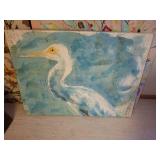 Original Large Blue Heron Painting on Canvas