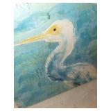 Original Large Blue Heron Painting on Canvas
