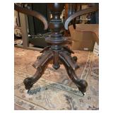 Vintage Round Marble Top Table with Ornate Wooden Pedestal