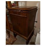 Vintage Victrola Cabinet Record Player with 2 Records