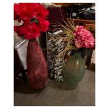 Set of 3 Elegant Floor Vases with Artificial Floral Arrangements