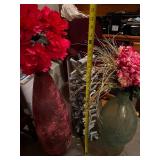 Set of 3 Elegant Floor Vases with Artificial Floral Arrangements