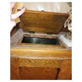 Antique Hoosier Kitchen Cabinet with Stained Glass Accents