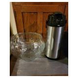 Oggi Pumpmaster 68 oz Beverage Dispenser and Fruit Bounty 18 pc Punch Set