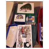 Set of 9 Department 56 Christmas Village Houses and Accessories