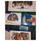 Set of 9 Department 56 Christmas Village Houses and Accessories