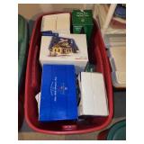 Set of 9 Department 56 Christmas Village Houses and Accessories