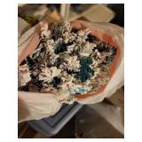 Collection of Holiday Decorations: Wrapping Paper, Wreaths, and Figurines