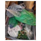 Collection of Holiday Decorations: Wrapping Paper, Wreaths, and Figurines