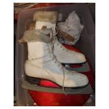 Collection of Holiday Decorations and Ice Skates