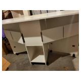 Folding White Rolling Craft Table and Black Rolling Tote Bag