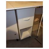 Folding White Rolling Craft Table and Black Rolling Tote Bag